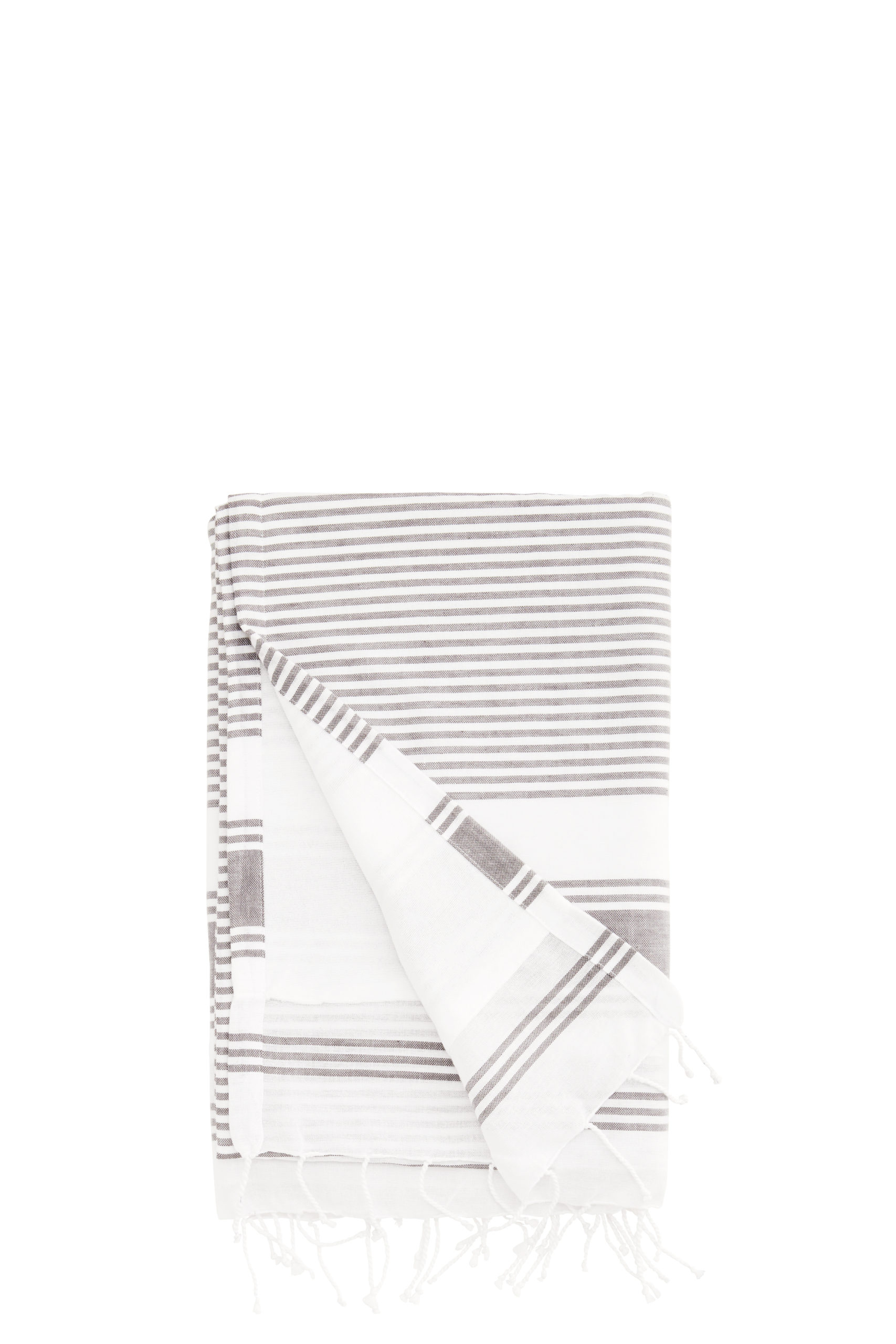 Fouta doublée / Serviette de plage lignée gris foncé/blanc * Madam Stoltz