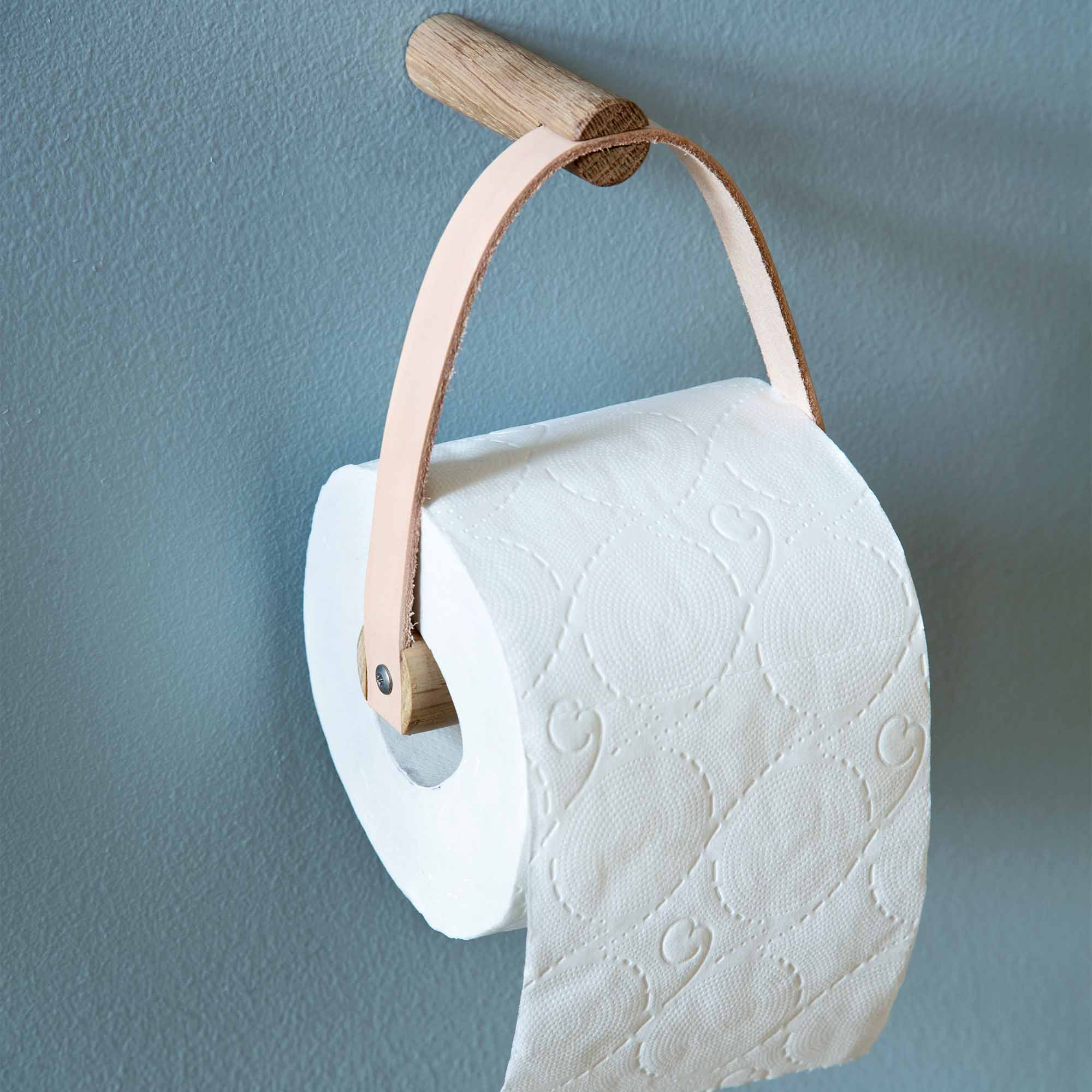 Support pour papier toilette chêne et cuir * By wirth