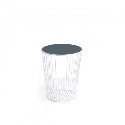 Range magazines Ernestin structure blanche - plateau vert/bleu * Hartô Design