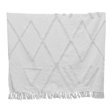 Plaid texturé en coton blanc Jamila 150 x 200cm* Dassie Artisan