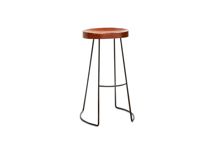 Tabouret haut (75,50cm) en métal et cuir Loko * Nkuku