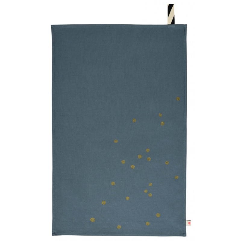 Essuie de vaisselle Odette Pois or Sardine (bleu gris) * La Cerise sur le gâteau