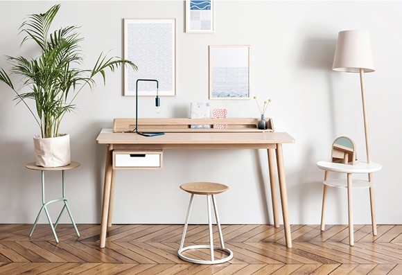 Bureau 'Honoré' chêne clair / blanc * Hartô Design