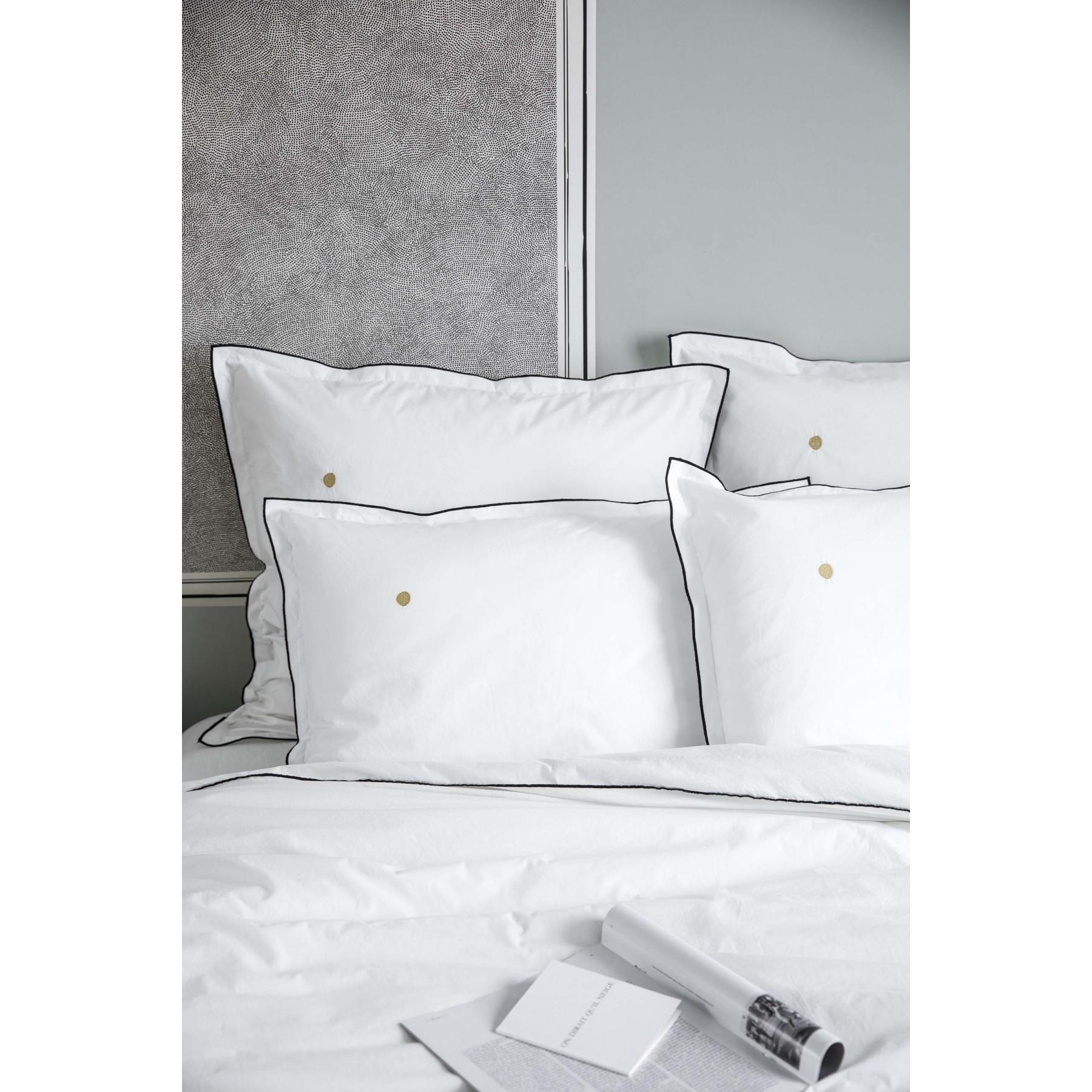 Housse de couette unie Swann Blanc Milk Bords Caviar 260x240cm * La Cerise sur le gâteau