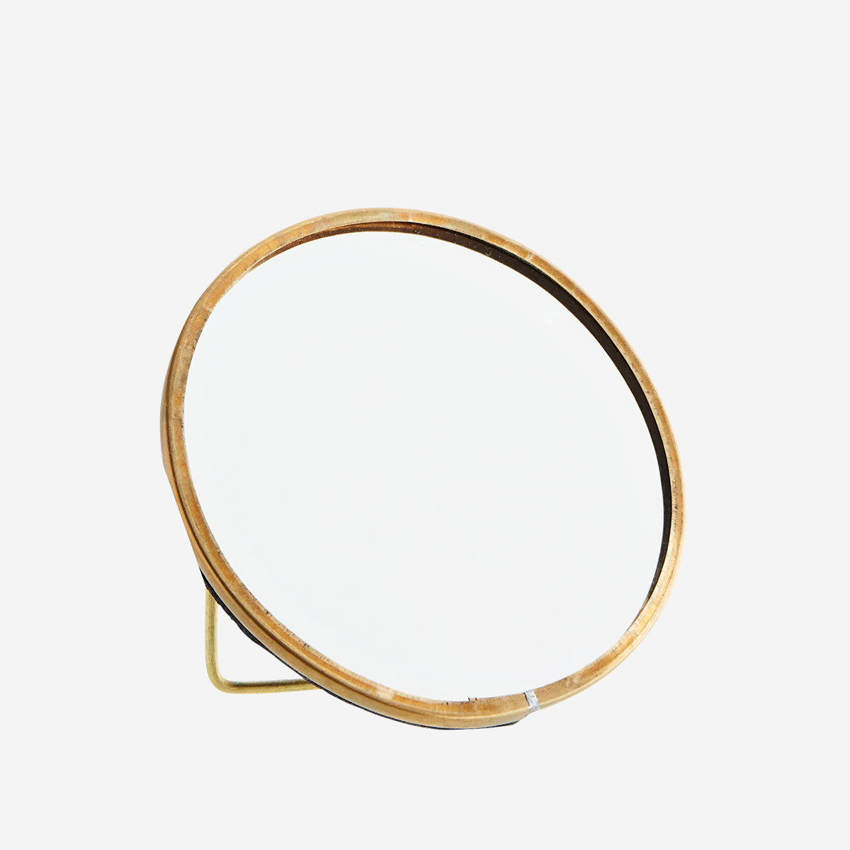 Petit miroir rond sur pied en laiton doré * Madam Stoltz