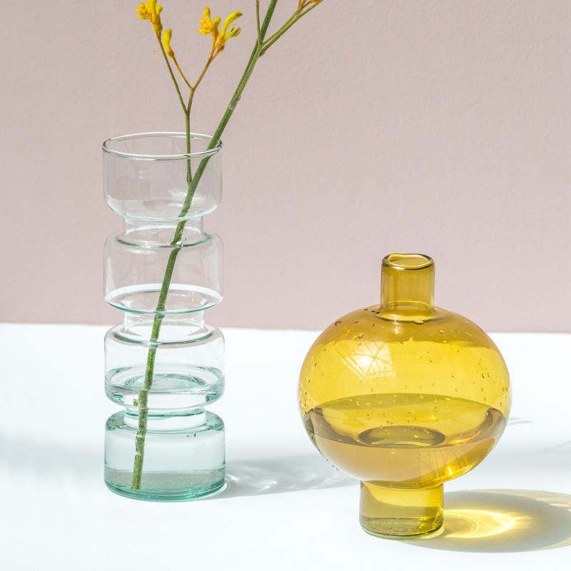 Vase haut en verre recyclé transparent 