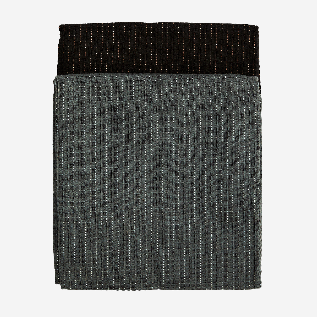 Set de 4 essuies de vaisselle gaufrés gris foncé et lurex argenté / noir et lurex cuivré * Madam Stoltz