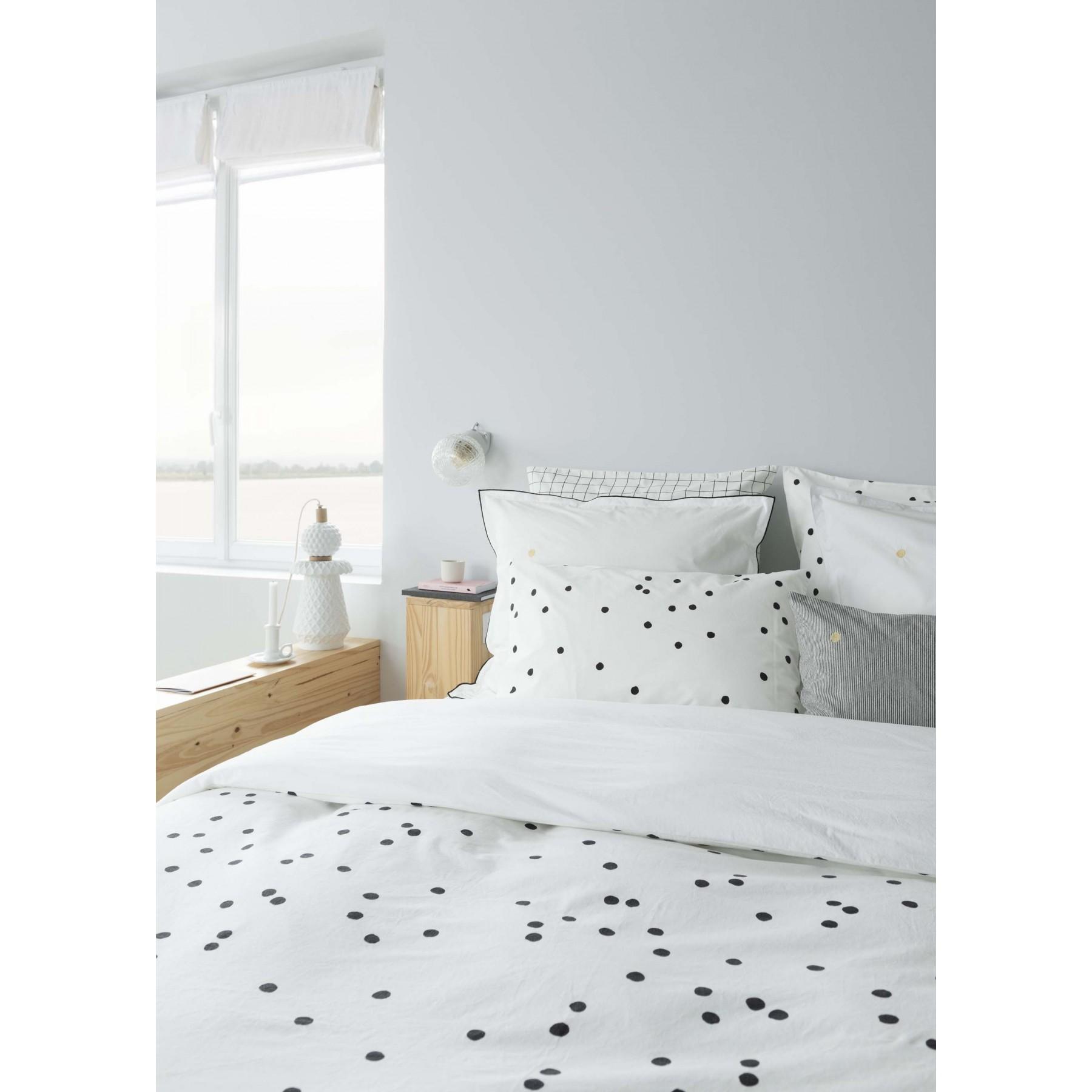 Housse de couette Pois Odette  Blanc Milk 240x220cm Coton bio * La Cerise sur le gâteau