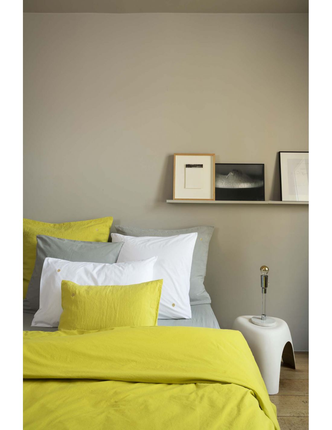 Housse de couette 240 Céleste uni jaune vert Bergamote * La Cerise sur le gâteau