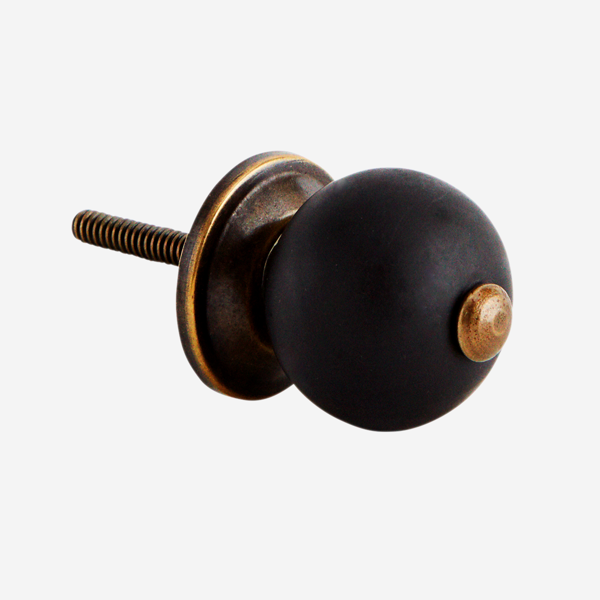 Bouton / Poignée de porte en porcelaine boule noir * Madam Stoltz