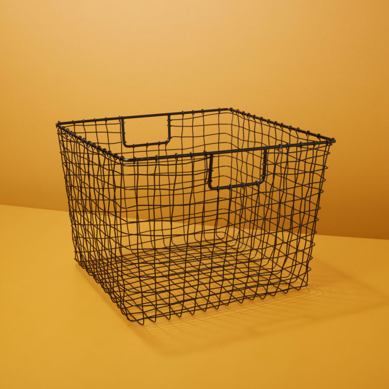 Panier carré en fil de fer noir * Be Home