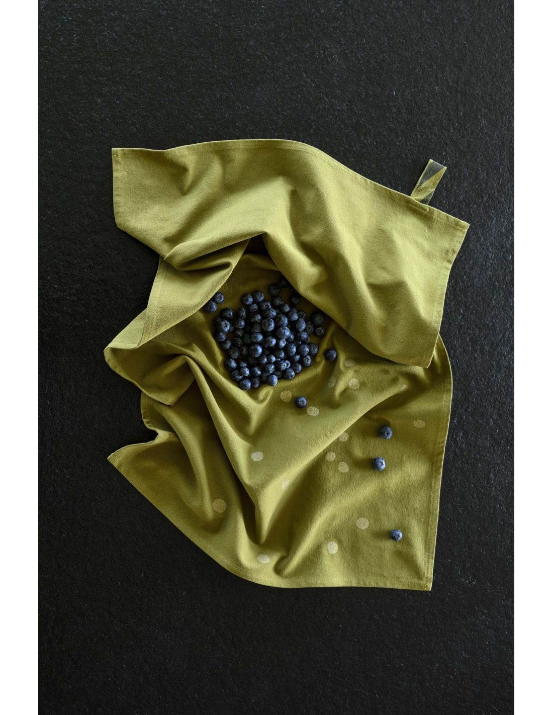 Essuie de vaisselle Odette Pois or Vert Lichen * La Cerise sur le gâteau