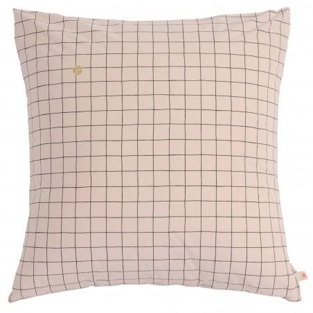 Taie d'oreiller Oscar Carreaux Rose Biscuit 65x65cm Bio * La Cerise sur le gâteau