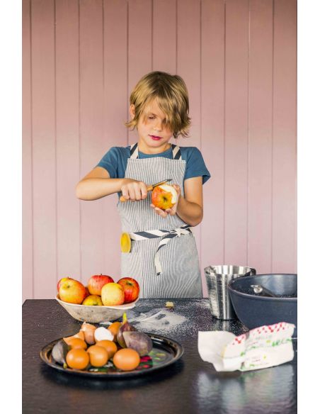 Tablier enfant ligné Finette caviar * La Cerise sur le Gâteau