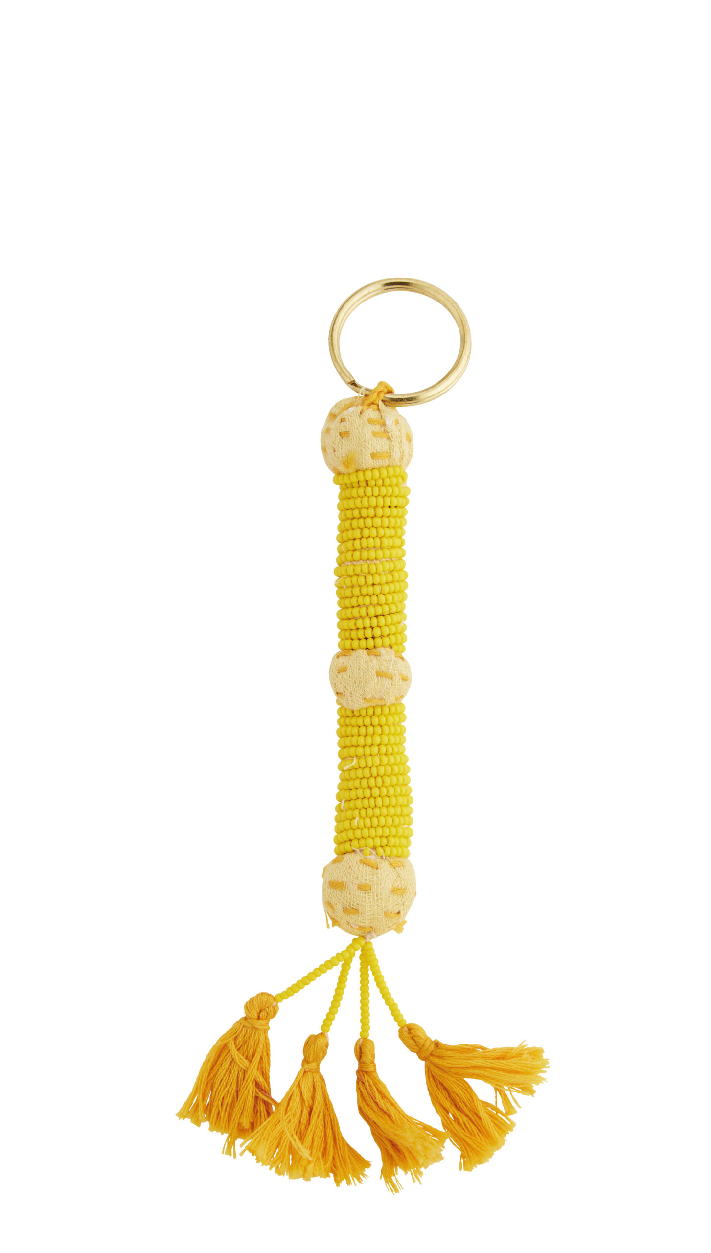 Porte-clés jaune avec perles de verre * Madam Stoltz