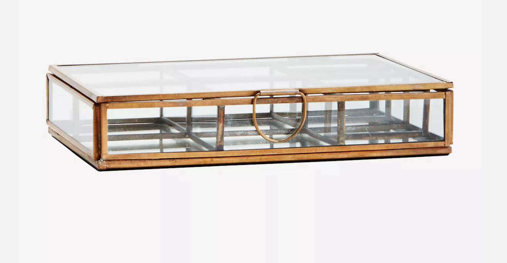 Boîte rectangulaire plate avec compartiments en verre et métal doré * Madam Stoltz