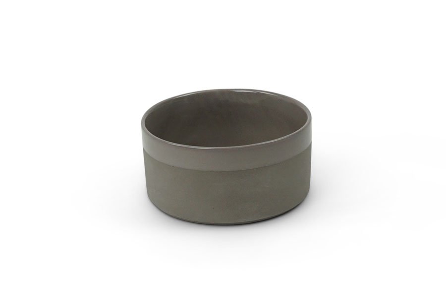 Bol court mat S en céramique bord émaillé gris * Kinta