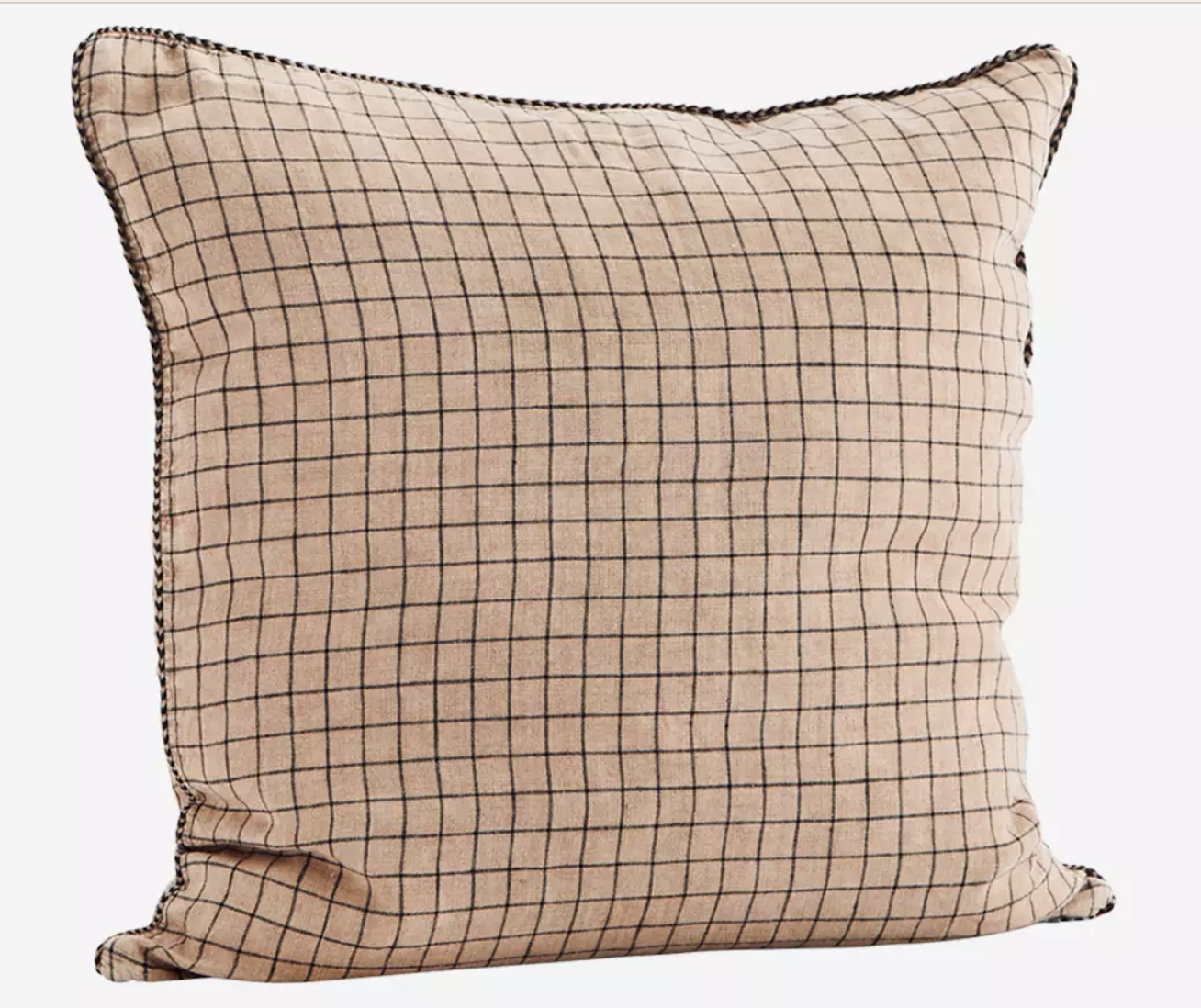 Housse de coussin en lin lavé quadrillée rose beige 50x50cm * Madam Stoltz