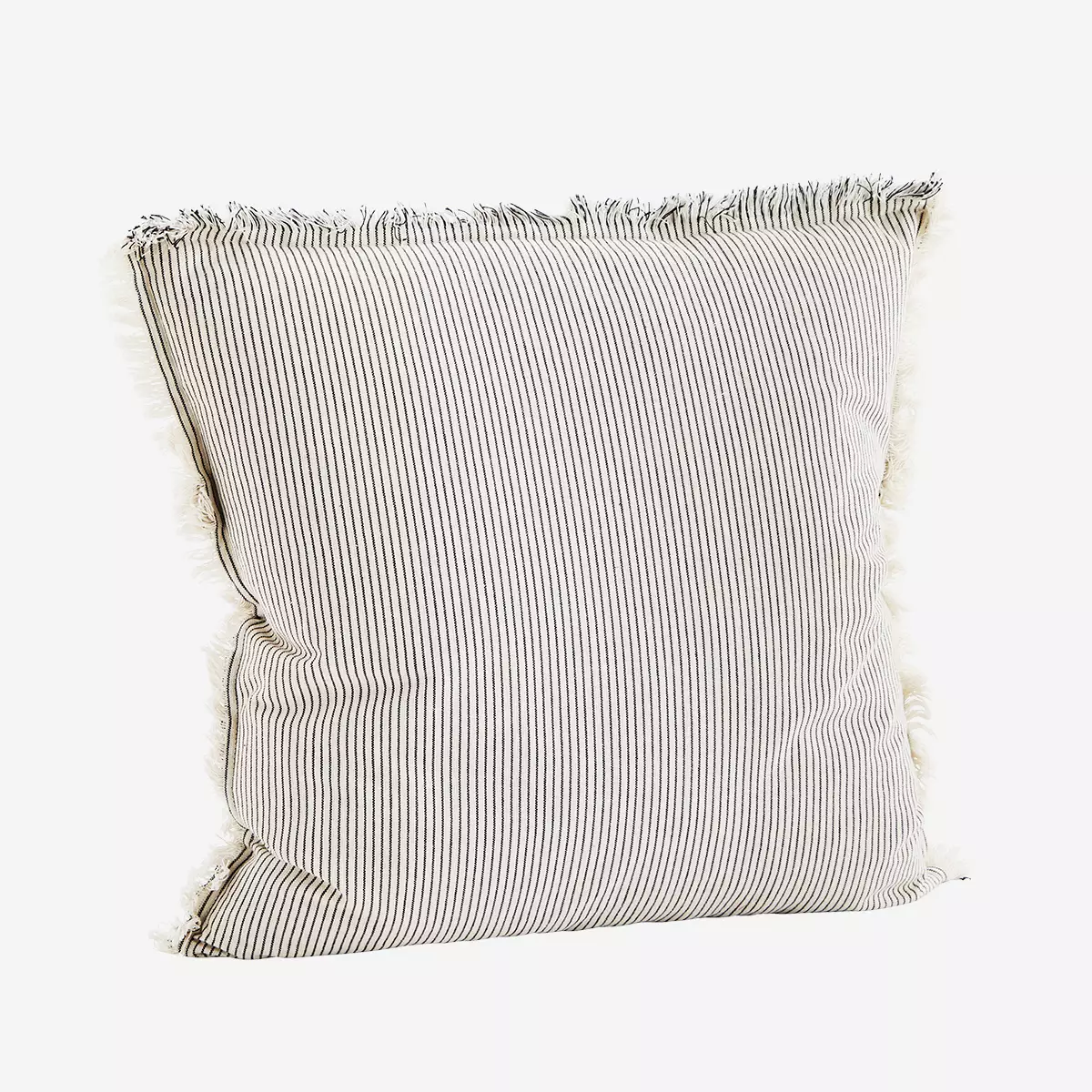Housse de coussin en coton 50X50 cm lignée blanc cassé/noir * Madam Stoltz