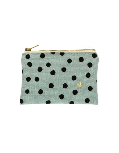 Pochette Polka pois noirs Céladon S * La Cerise sur le Gâteau