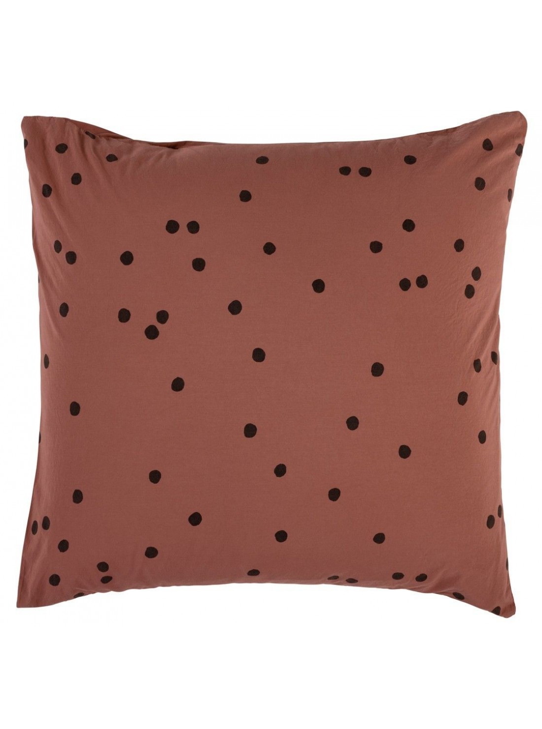Taie d'oreiller Pois Odette Rhubarbe  65x65cm Coton bio * La Cerise sur le Gâteau