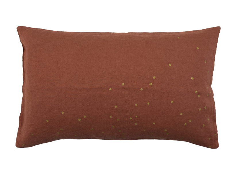 Housse de coussin Lina pluie or Rhubarbe 30x50cm * La Cerise sur le Gâteau