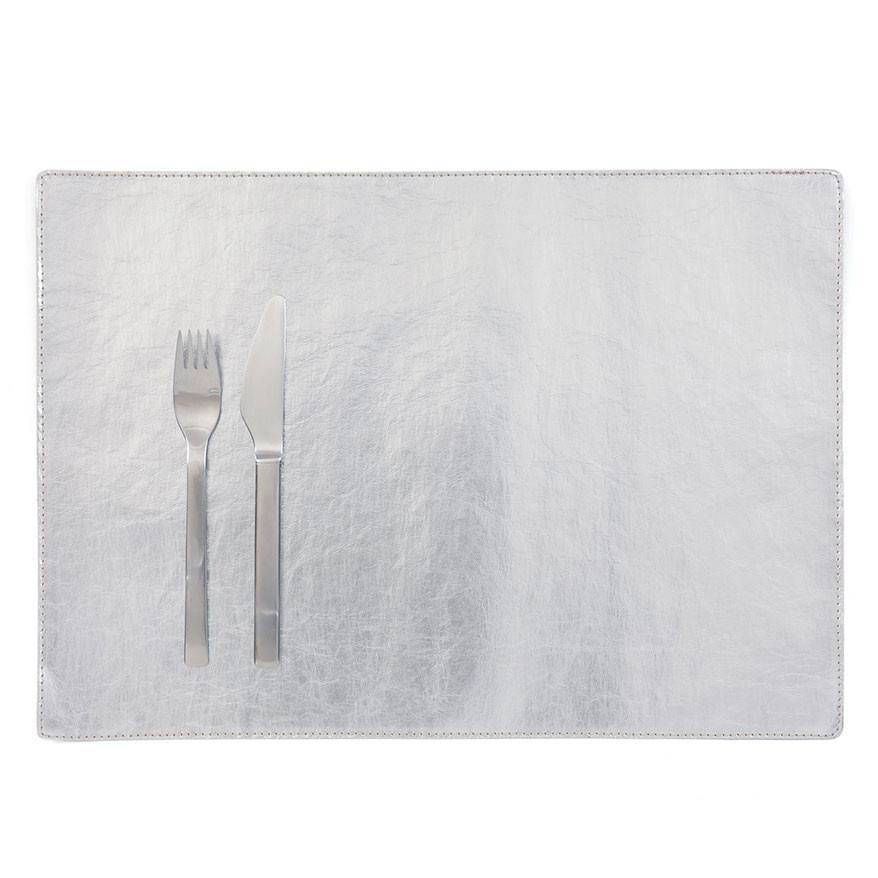 Set de table en papier lavable finition effet métallique argenté Silver * Uashmama