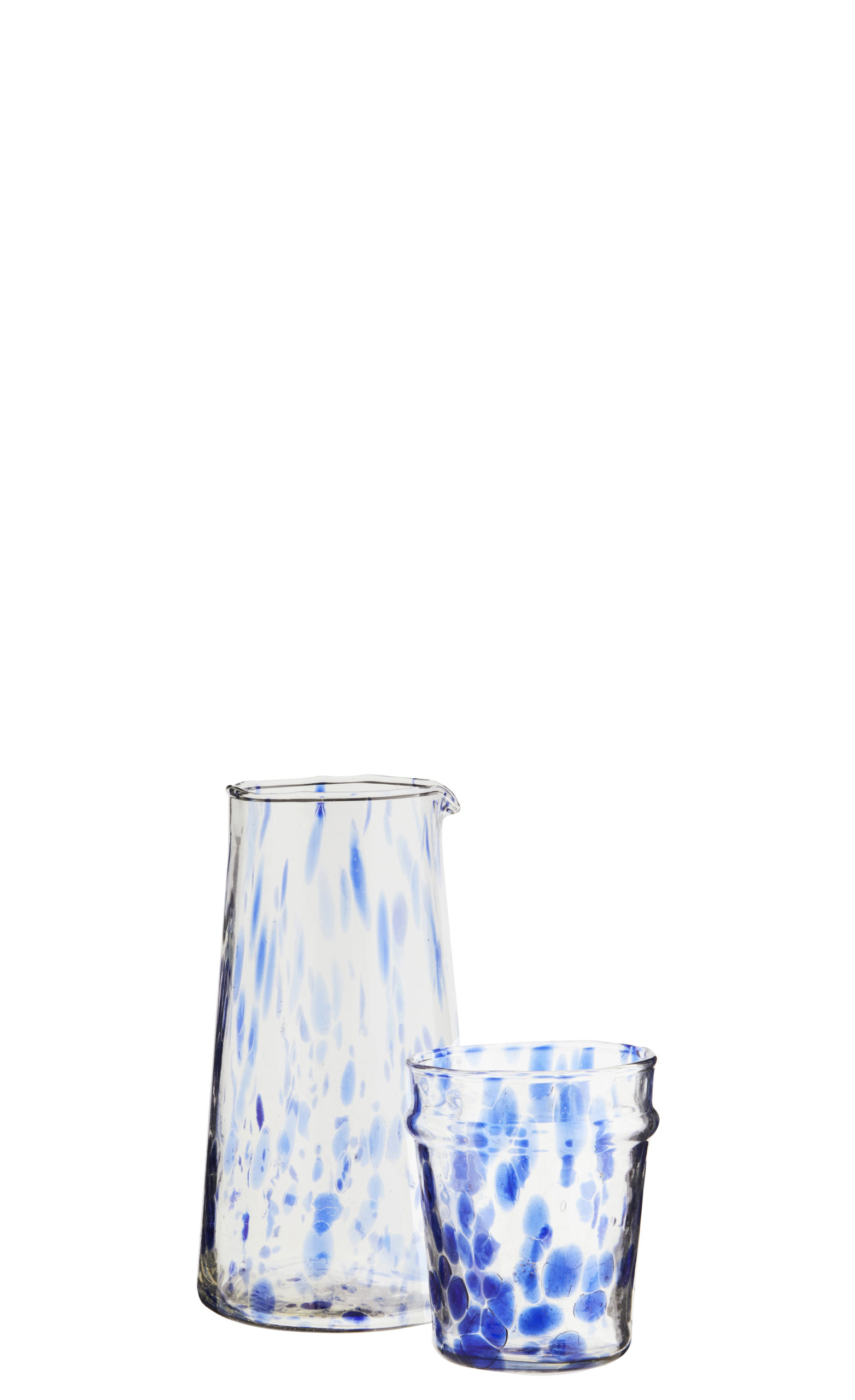 Cruche - carafe en verre recyclé moucheté bleu * Madam Stoltz