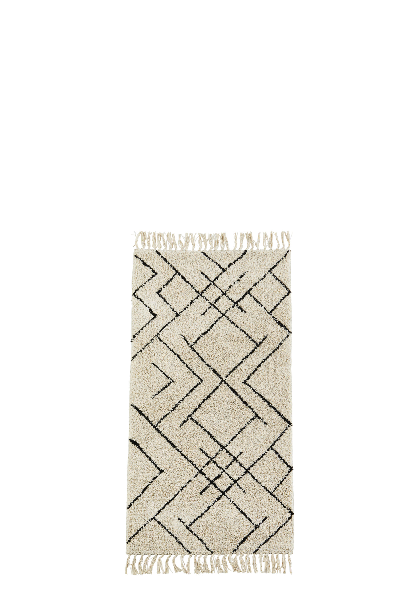 Tapis en coton 70x140 motif lignes noir et blanc * Madam Stoltz