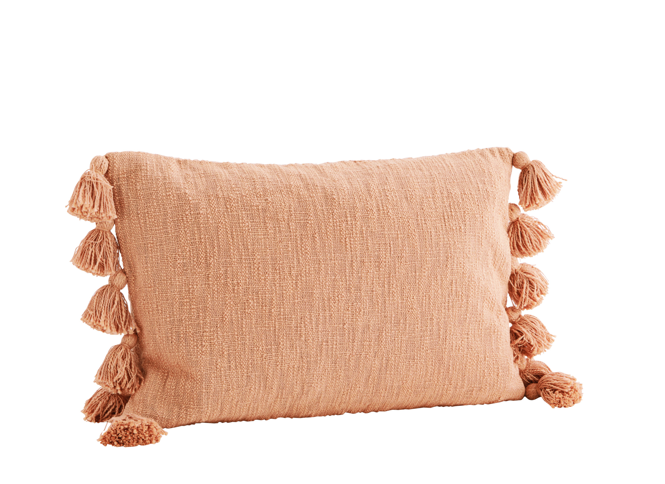 Housse de coussin en coton brut avec pompons 40x60cm orangé * Madam Stoltz