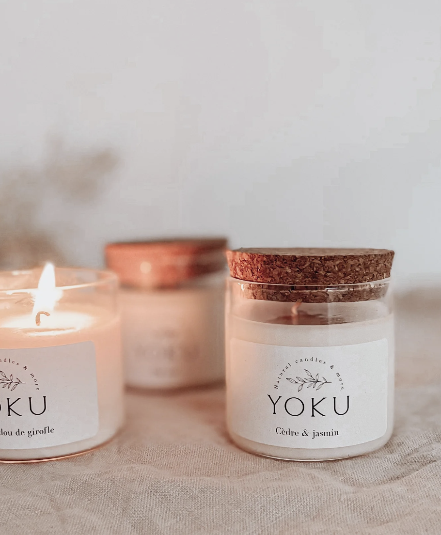 Bougie parfumée naturelle couvercle en liège 120ml * Yoku