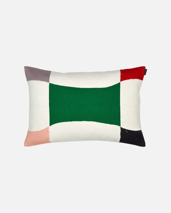 Housse de coussin Almena fond beige Motifs Vert/Rose/Noir/Rouge/Gris 40x60cm * Marimekko