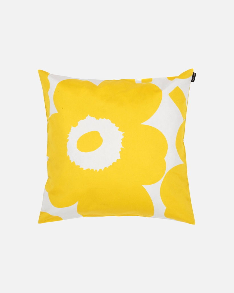 Housse de coussin en coton Unikko flower jaune 50x50 * Marimekko