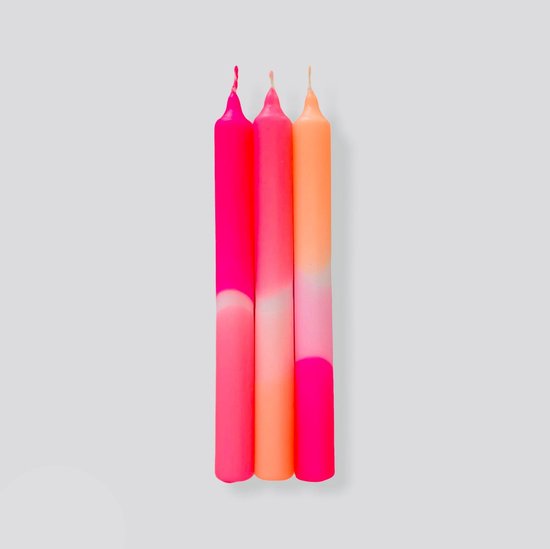Pack de 3 bougies chandelles Dip Dye Neon Flamingo Dreams * Pink Stories